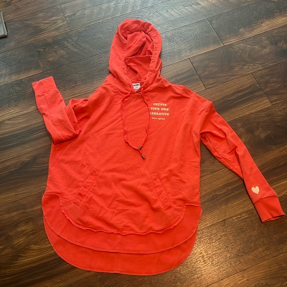 Evereve Red Hooded Sweatshirt with Heart Detail